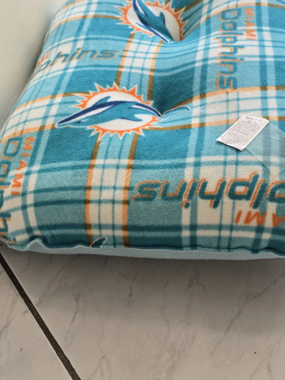 Miami Dolphins Plaid Fleece Dig Bed New - Teal Handmade 30x26 Large